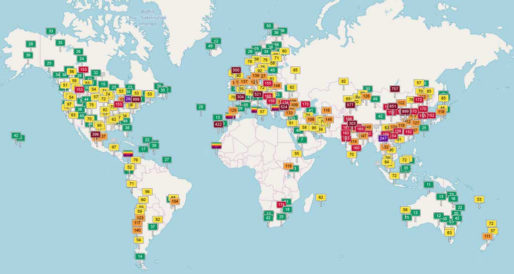 global air pollution map